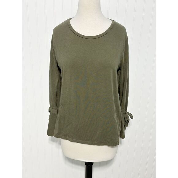August Silk Women's Crew Neck Tie Sleeve Pullover‎ Top Olive Green Size Large - Picture 1 of 10